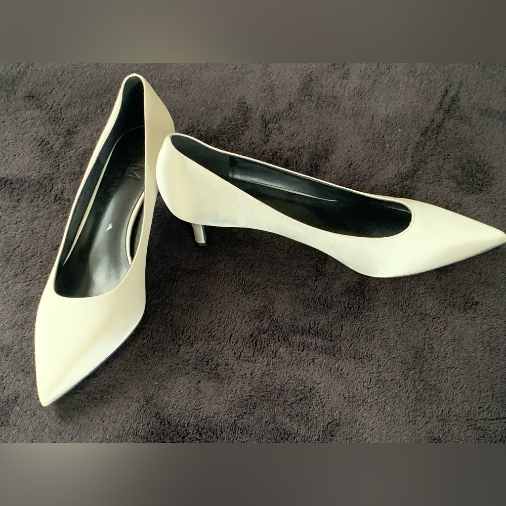 Kitten Heel Satin Pumps